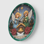 Peace Angel Nativity Harp ラージ壁時計 (傾斜)