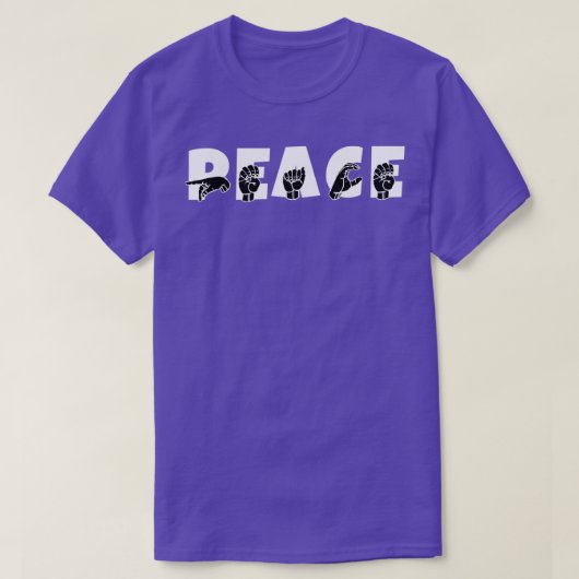 PEACE ASL手話デザイン5 Tシャツ (デザイン正面)
