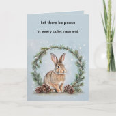 Peace at Christmas Rabbit Folded Greeting Card カード (正面)
