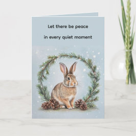 Peace at Christmas Rabbit Folded Greeting Card カード