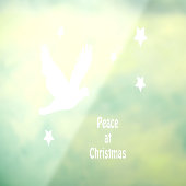 Peace At Christmas With Dove In Flight White Logo ウィンドウサイン (シート3)