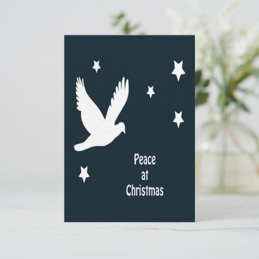 Peace At Christmas With Dove In Flight White Logo 招待状 (スタンド正面)