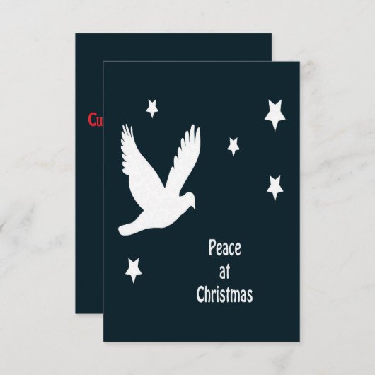 Peace At Christmas With Dove In Flight White Logo 招待状 (正面/裏面)