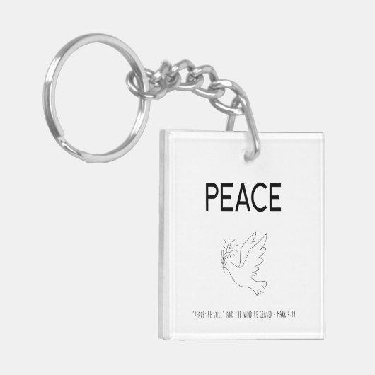 Peace be still bird flying キーホルダー (正面左)