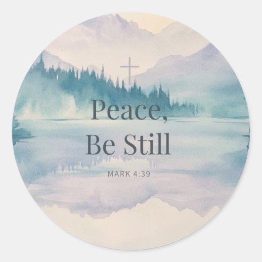 Peace, Be Still Christian Scripture – Mark 4:39 ラウンドシール (正面)