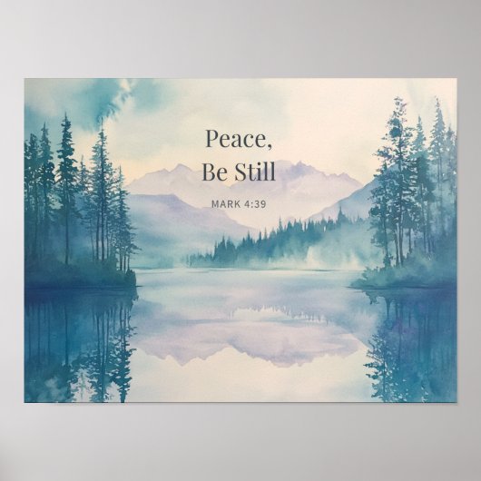 Peace Be Still Scripture Wall Art – Mark 4:39 ポスター (正面)