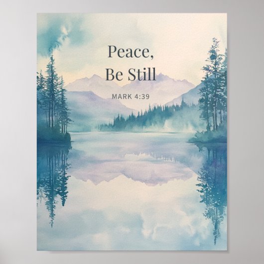 Peace Be Still Scripture Wall Art – Mark 4:39 ポスター (正面)