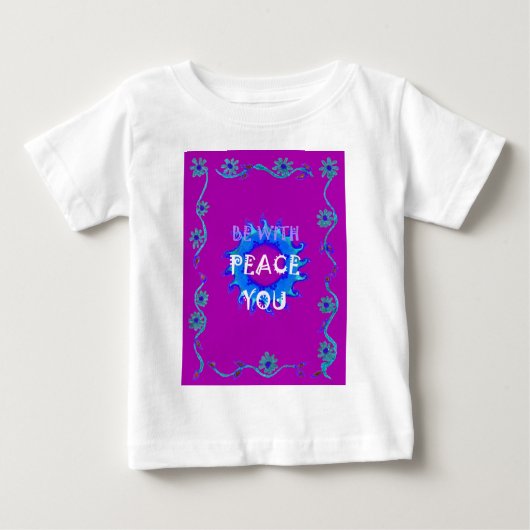 Peace Be With 感動的 You文字アートパターン ベビーTシャツ (正面)