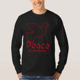「Peace Be With You」赤いハートバレンタインTシャツ Tシャツ
