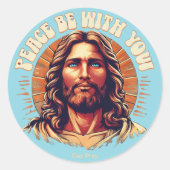 Peace Be With You - Jesus Sticker ラウンドシール (正面)