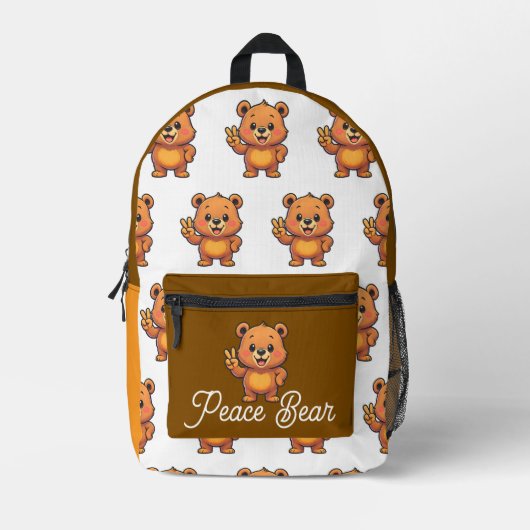 Peace Bear Cute Bag プリントバックパック (正面)
