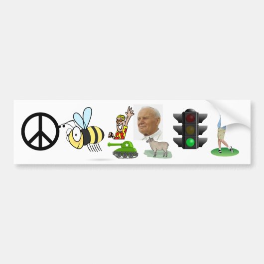 peace bee "hey" pole light driver tank ewe バンパーステッカー (正面)