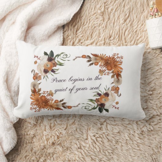 Peace Begins Pillow with I Love Mom Back ランバークッション (ブランケット)