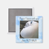 Peace Bible Verse Dog Photo in Light Blue Sky マグネット (正面/裏面)