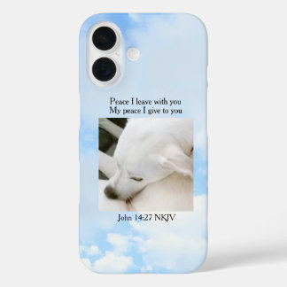 Peace Bible Verse One Photo Soft Blue Sky iPhone 16ケース