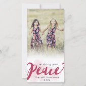 Peace Brush Scriptクリスマスホリデー写真 シーズンカード (正面)