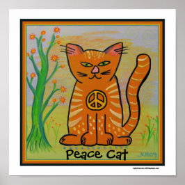 Peace Cat with Flowers ポスター