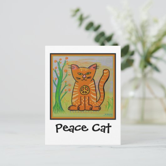 Peace Cat with Flowers ポストカード (スタンド正面)