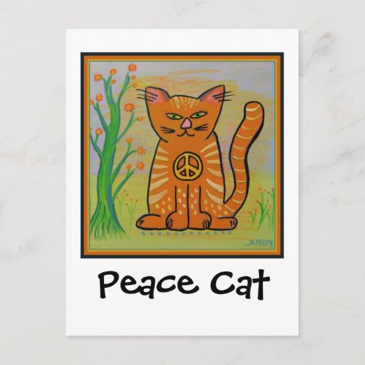 Peace Cat with Flowers ポストカード (正面)