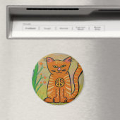 Peace Cat with Flowers マグネット (インサイチュ (食洗機))