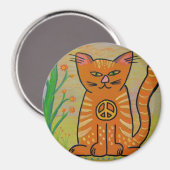 Peace Cat with Flowers マグネット (正面/裏面)