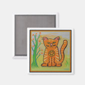 Peace Cat with Flowers マグネット (正面/裏面)