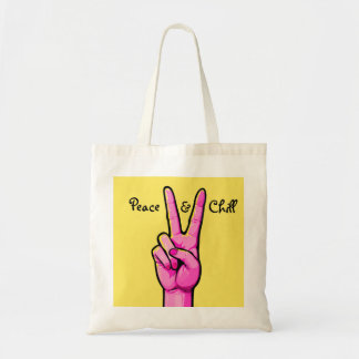 Peace & Chill ✌️ Minimal Cartoon Tote Bag トートバッグ