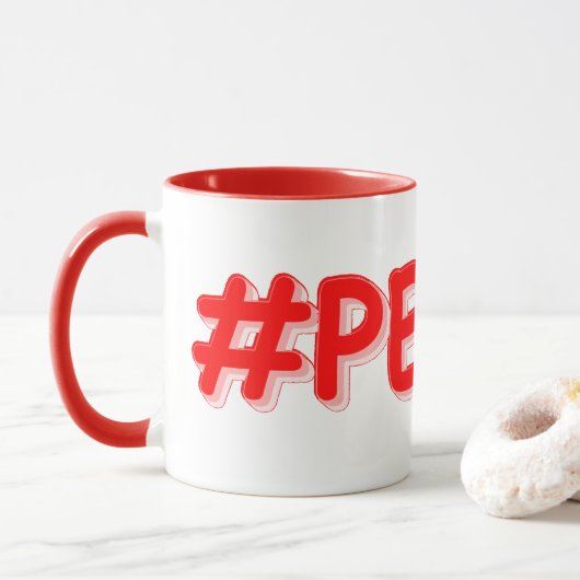 "#PEACE" Cute Design. Buy Now マグカップ (ドーナツ)
