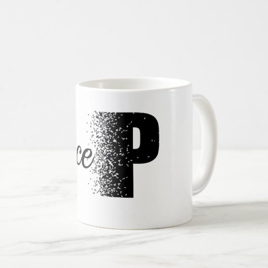 Peace Disintegration Effect Typography Classic Mug コーヒーマグカップ (正面右)