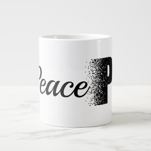 Peace Disintegration Effect Typography Mug ジャンボコーヒーマグカップ (正面)