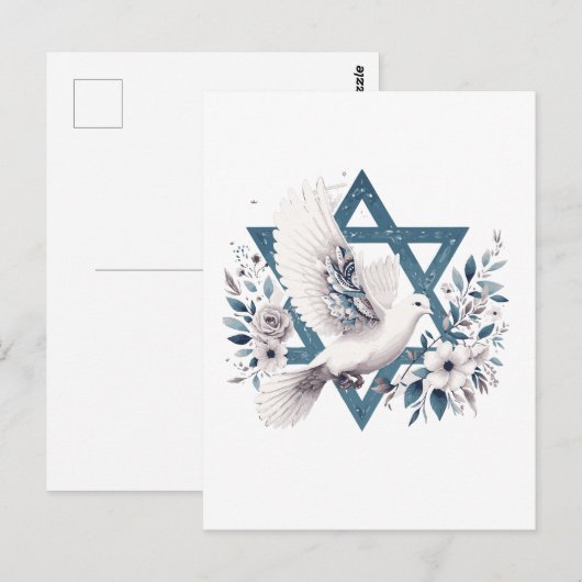 Peace DoveとStar of David Flowers ポストカード (正面/裏面)