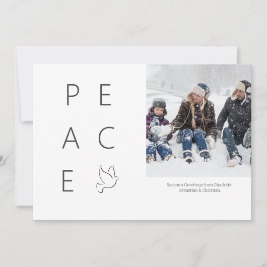 Peace Doveのパーソナライズされたシンプル写真クリスマス 招待状 (正面)
