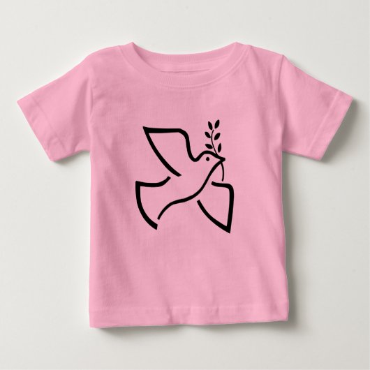 Peace Doveシルエットホワイト ベビーTシャツ (正面)