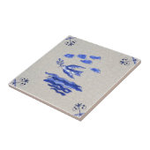 Peace Dove、オリーブブランチブルーデルフト1600s Repro付き タイル (側面)