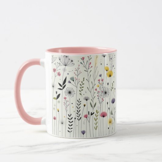 Peace Dove Art Mug、フローラ鳥デザイン、コーヒー マグカップ (左)