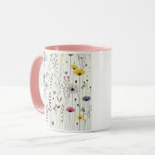 Peace Dove Art Mug、フローラ鳥デザイン、コーヒー マグカップ (正面左)