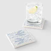 Peace Dove Birds and Wildflowers Blue ストーンコースター (横)