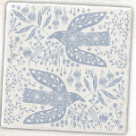 Peace Dove Birds and Wildflowers Blue ストーンコースター<br><div class="desc">Dusty blue and white peace doves and wild flowers decorate this pretty design. Original art by Nic Squirrell.</div>