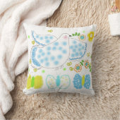 Peace Dove blue and yellow pillow クッション (ブランケット)