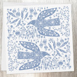 Peace Dove Blue Bird サンキューカード<br><div class="desc">Blue and white doves and flowers for wishes of peace and hope,  perfect for any occasion.  Blank on the back for your own message. Original art by Nic Squirrell.</div>