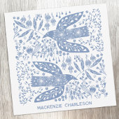 Peace Dove Blue Bird Personalized Name ノートカード