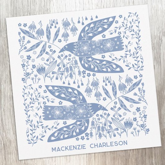 Peace Dove Blue Bird Personalized Name ノートカード