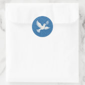 Peace Dove Blue Wave Emblem Vinyl Sticker ラウンドシール (バッグ)