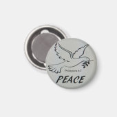 Peace Dove Button with scripture マグネット (正面/裏面)
