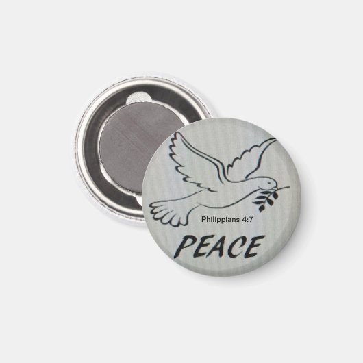 Peace Dove Button with scripture マグネット (正面/裏面)