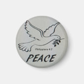 Peace Dove Button with scripture マグネット (正面)