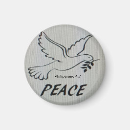 Peace Dove Button with scripture マグネット