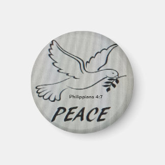 Peace Dove Button with scripture マグネット