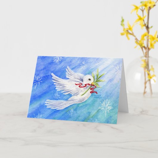 Peace Dove Christmas Greeting Card カード (黄色い花)