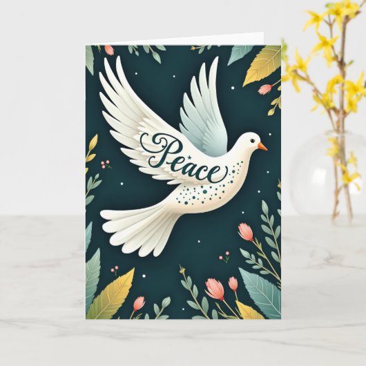Peace Dove Greeting Card カード (黄色い花)
